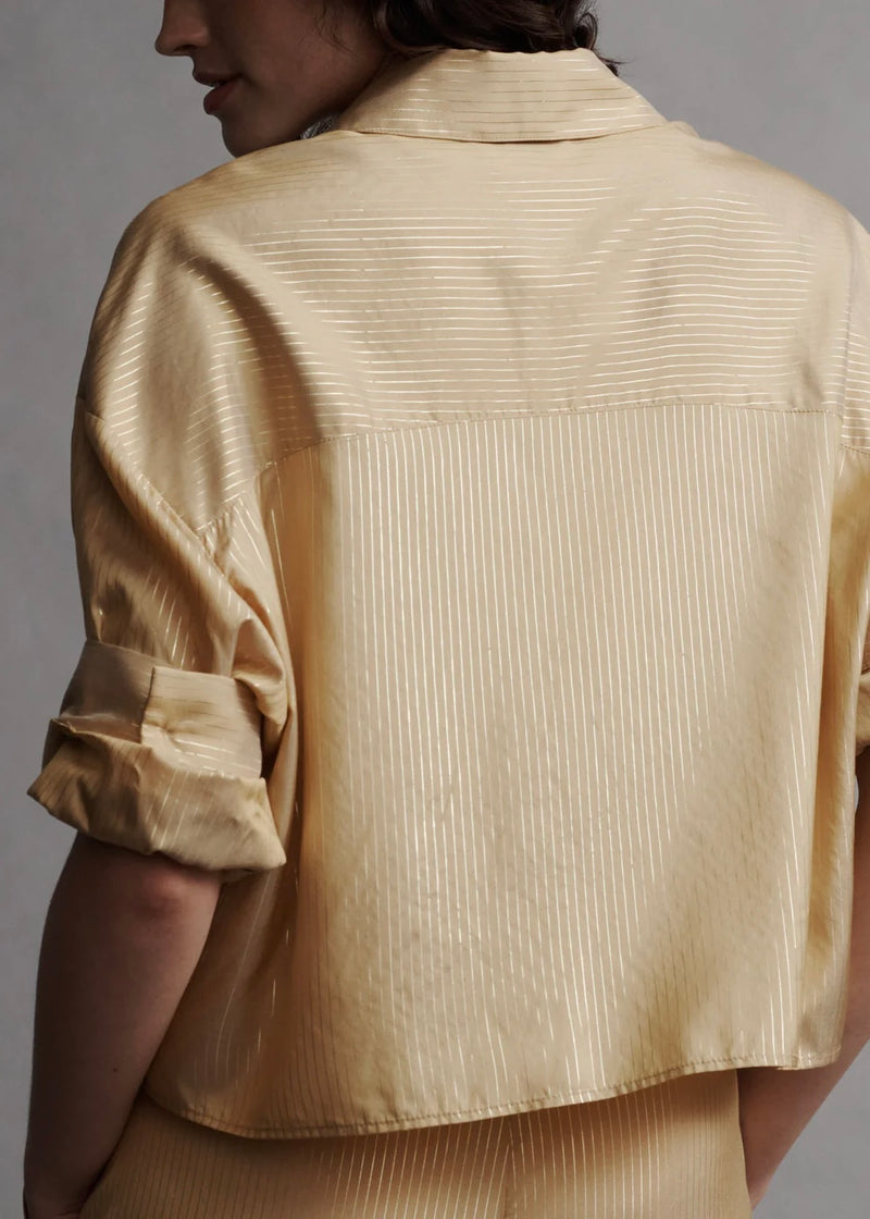 TWP Next Ex Shirt in Silk Metallic Stripe Goldenrod/Gold