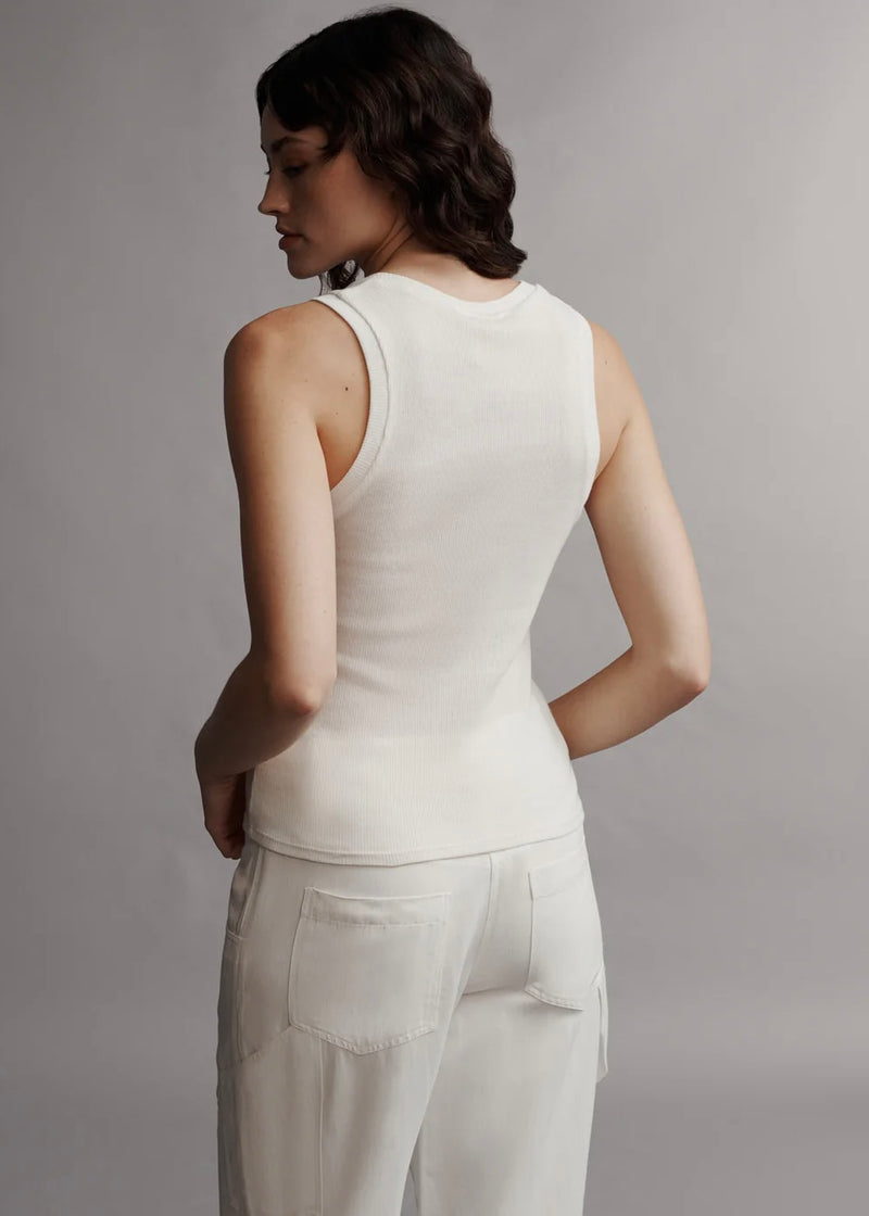 Ribbed Tank in Cotton White