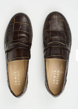 Jamie Haller Penny Loafer Deep Brown Croc