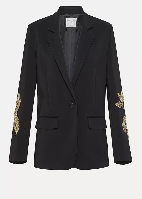 Forte Forte Embroidered Jacket in Stretch Crepe Cady