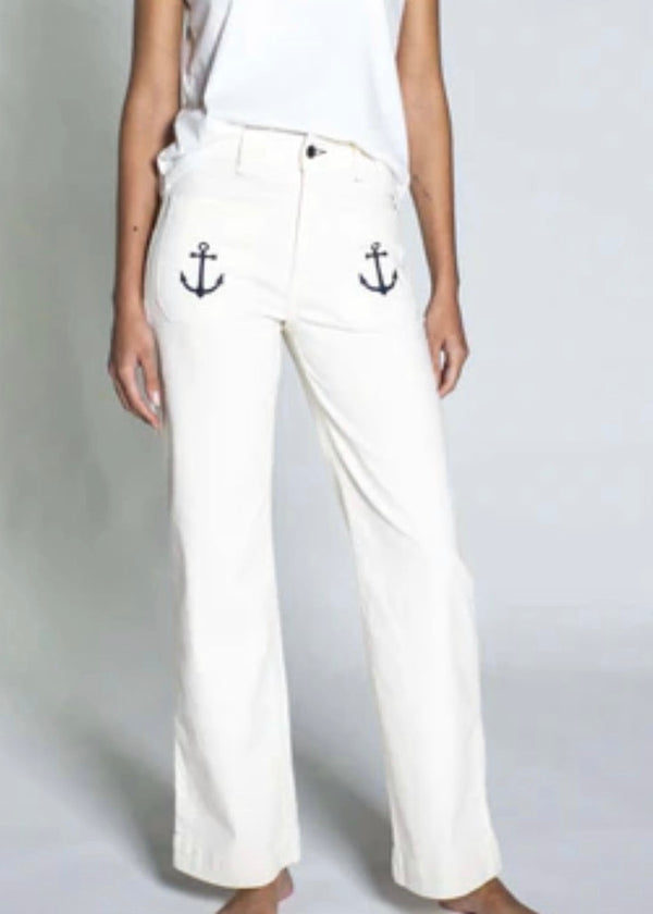 ASKK Sailor Pant Embroidery Anchor Cream