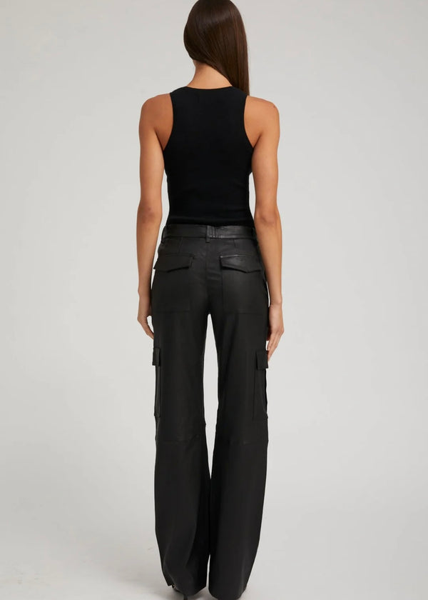 SPRWMN Leather Cargo Trouser Black