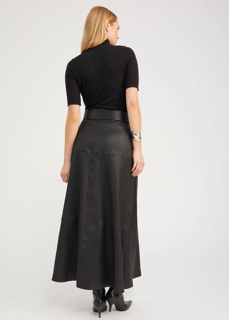 SPRWMN Short Sleeve Turtle Neck Top Black