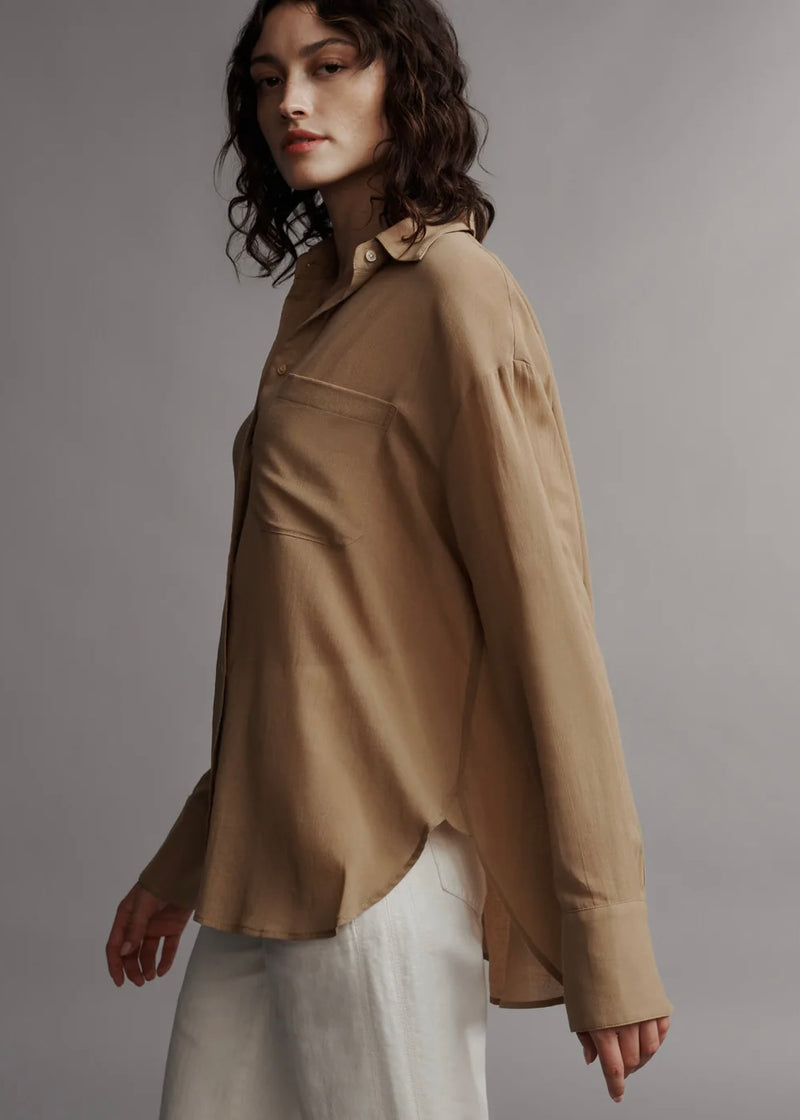 TWP Big Joe Shirt in Cotton Voile Bronzed