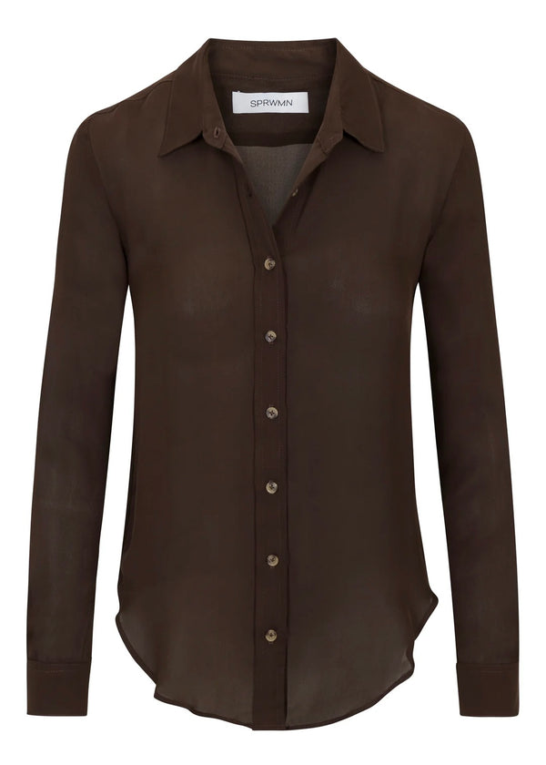 SPRWMN Silk Fitted Button Down Americano