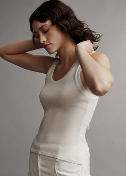 Ribbed Tank in Cotton White