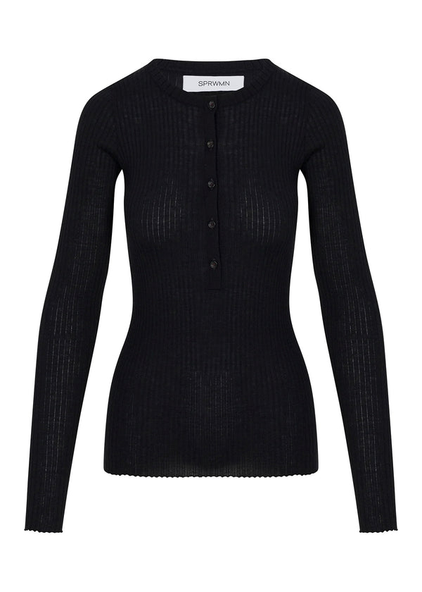 SPRWMN Black Cashmere Henley