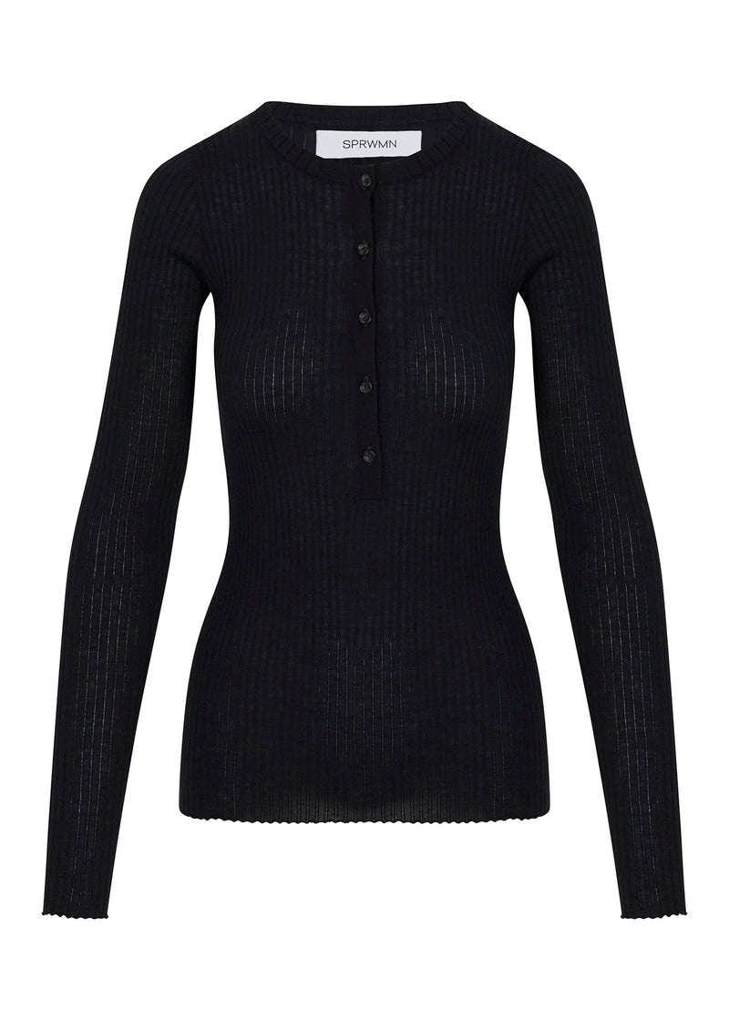 SPRWMN Black Cashmere Henley