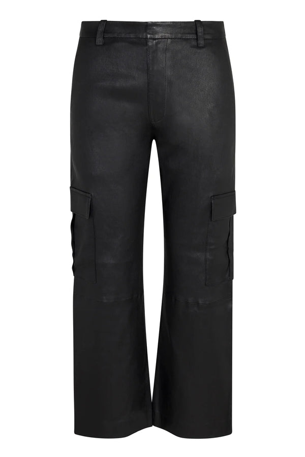 SPRWMN Leather Cropped Baggy Cargo Pants