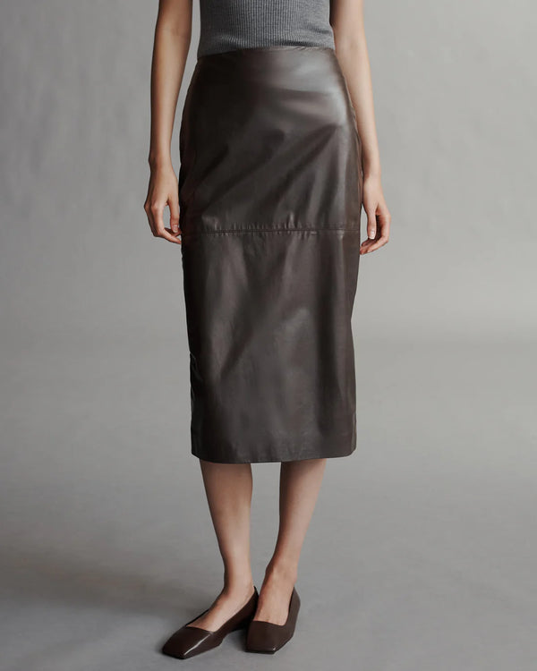 TWP Lola Skirt in Paper Leather Fudge