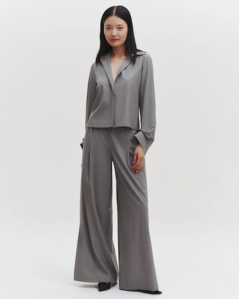 TWP Button Me Up in Ultra Fine Stretch Suiting Medium Heather Grey